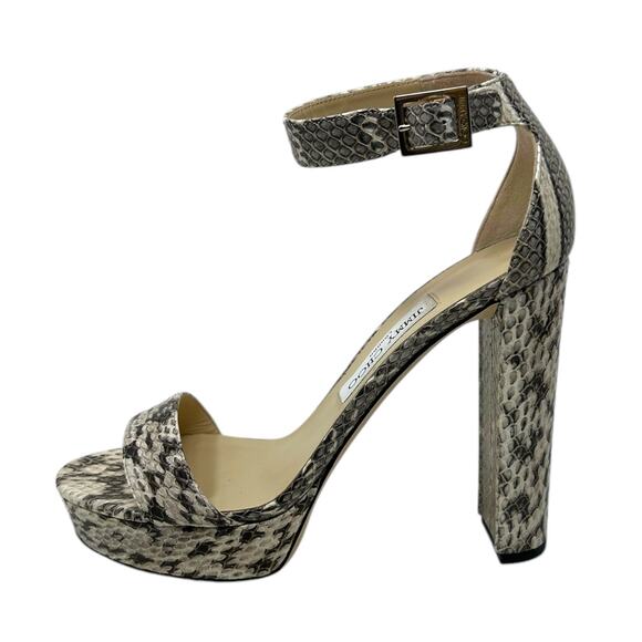 Jimmy Choo Holly Heel Snake Roccia Elaphe Sandal Multi 40 - Picture 3 of 8